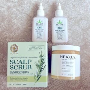 Brand New Nexxus Invigorating Detox Scalp Scrub Lot w/ Hempz Herbal Scalp Serum